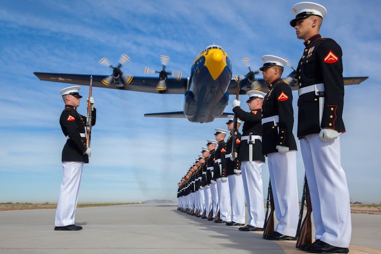 Group Of Solider Fall In Line