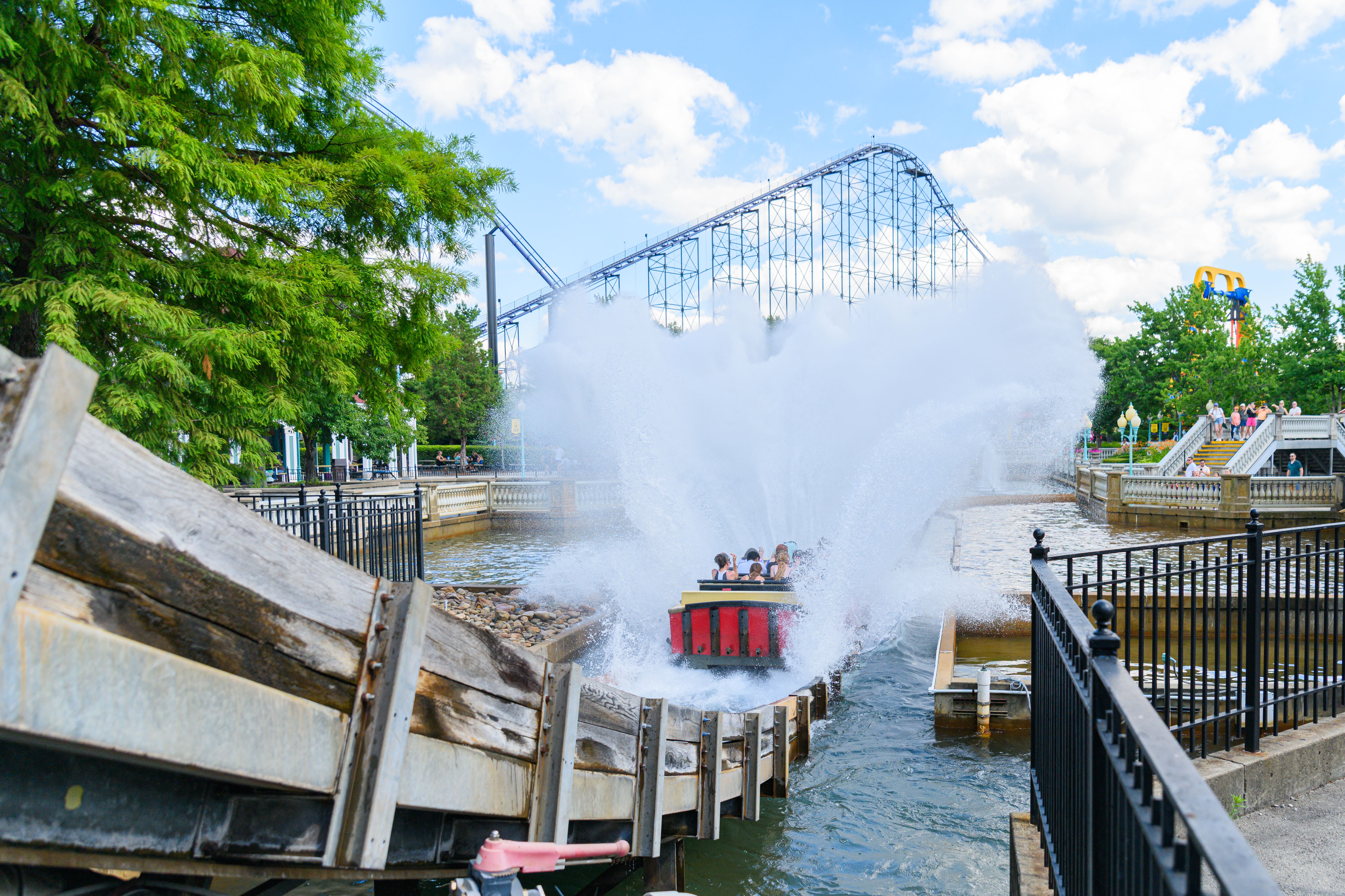 Exciting Water Ride Splash at Amusement Park · Free Stock Photo
