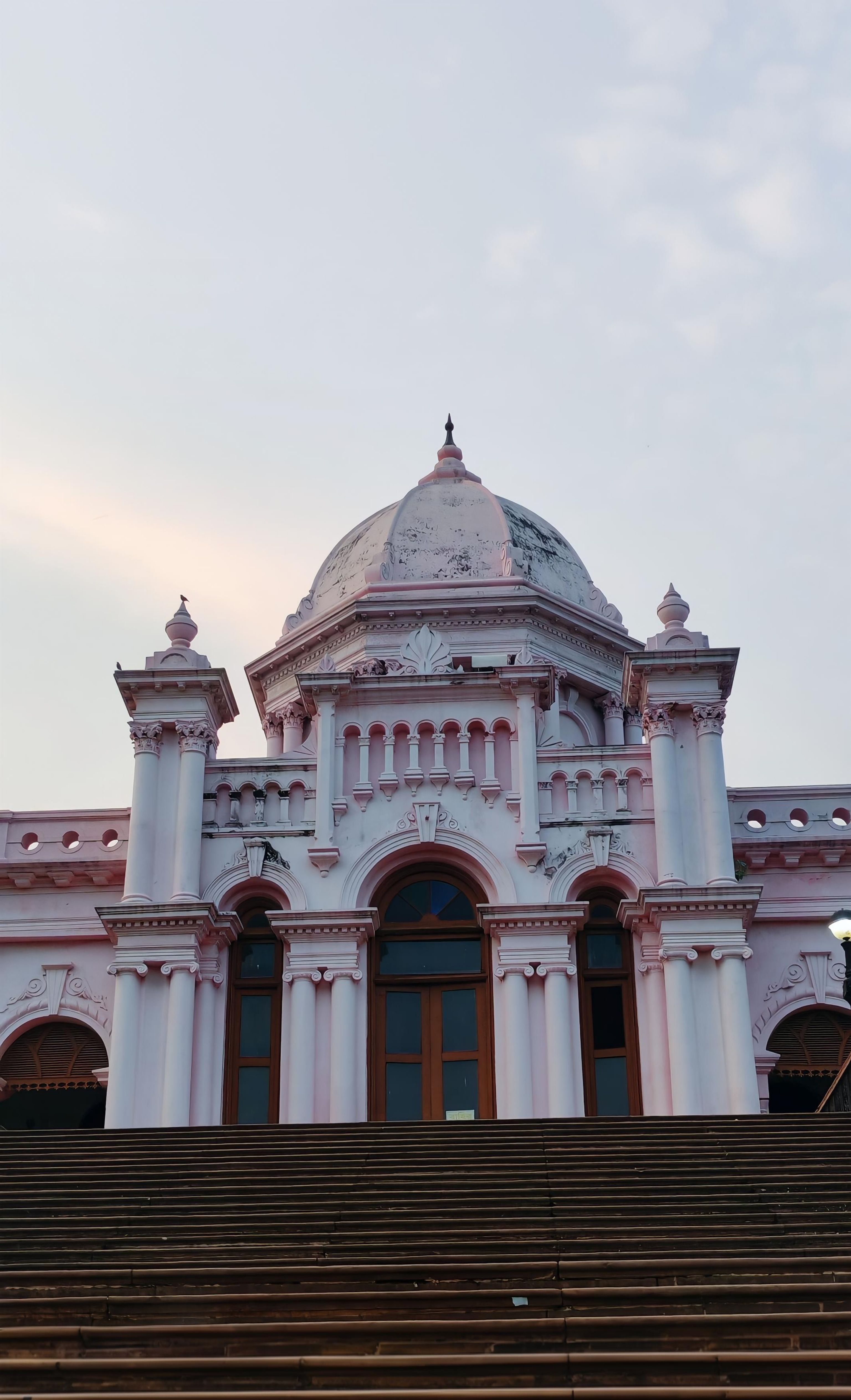 Elegant architecture of Ahsan Manzil, a historic palace in Dhaka, Bangladesh.