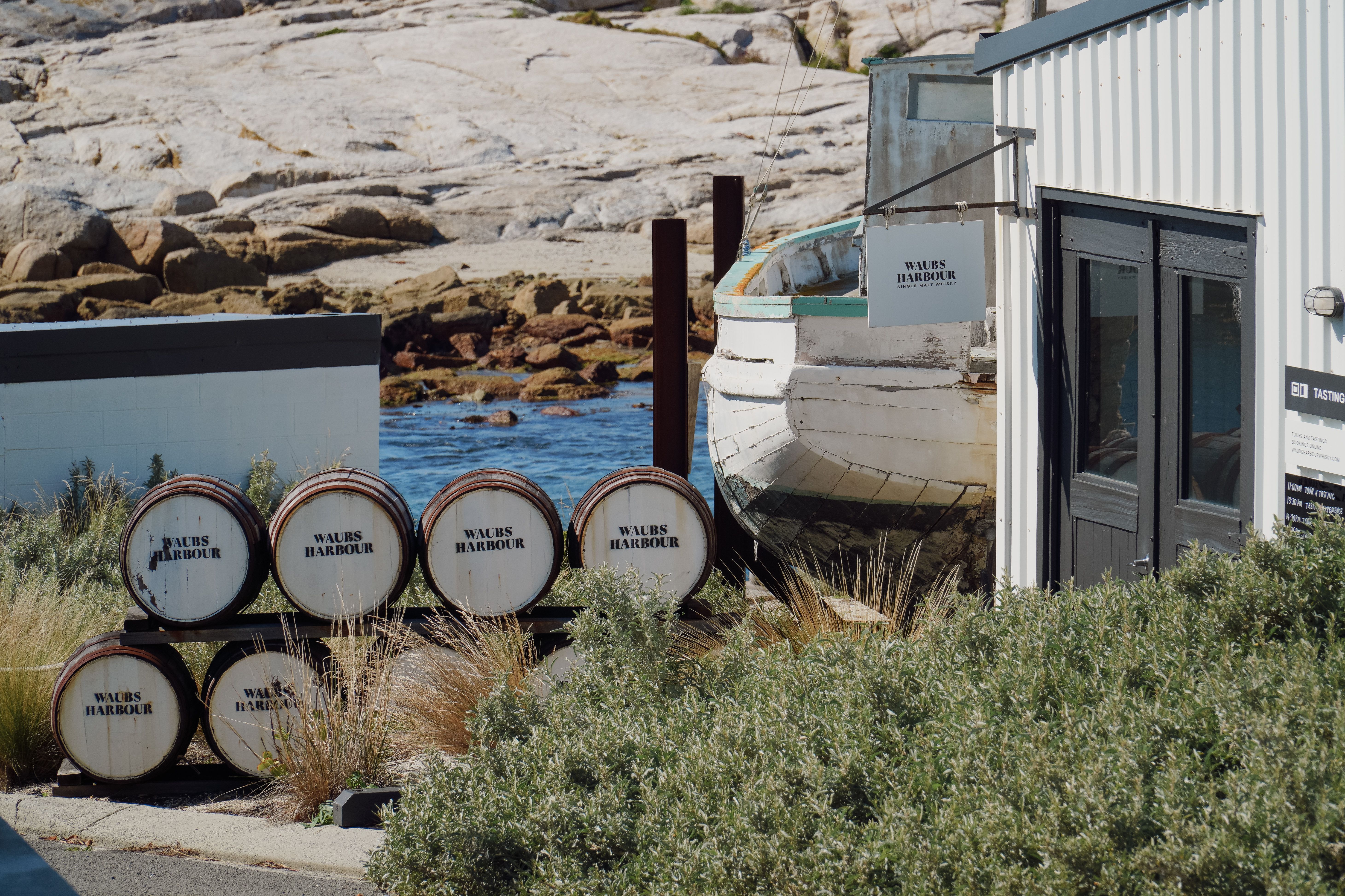 Waubs Harbour Winery and Boat at Bicheno Tasmania
