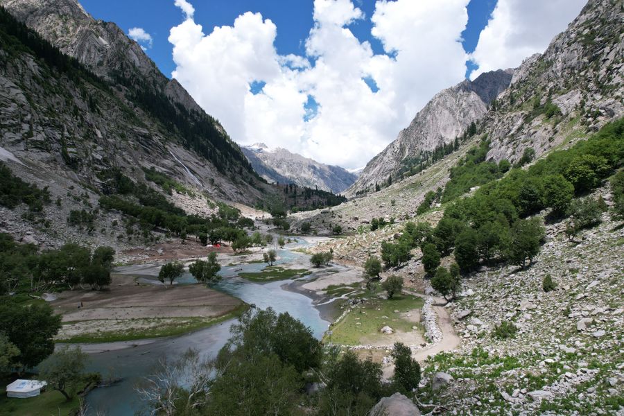 The Kalam valley, its river and pine-covered mountains