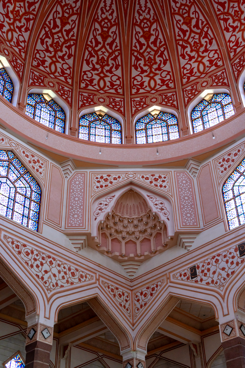 Free Detailed view of the ornate dome interior of a mosque in Kuala Lumpur, Malaysia. Stock Photo