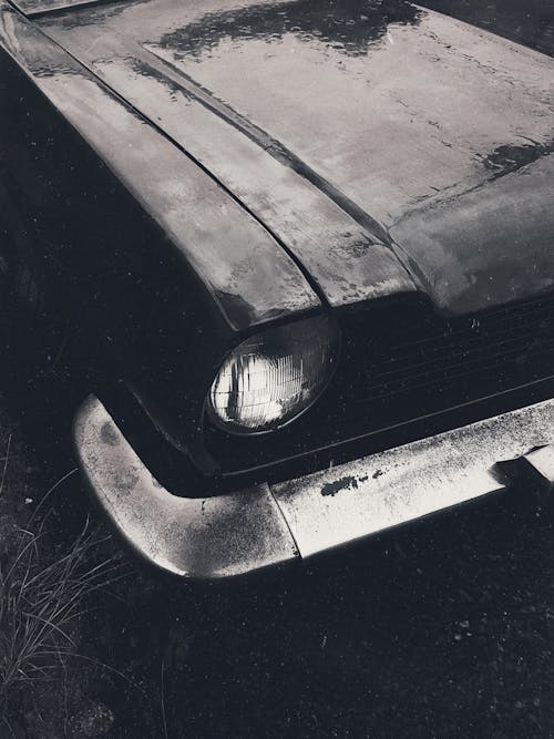 Gray scale Close-up Photo of Car