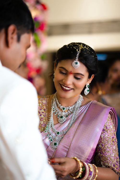 Free A joyful couple at a traditional Indian wedding ceremony in Hyderabad, India. Stock Photo