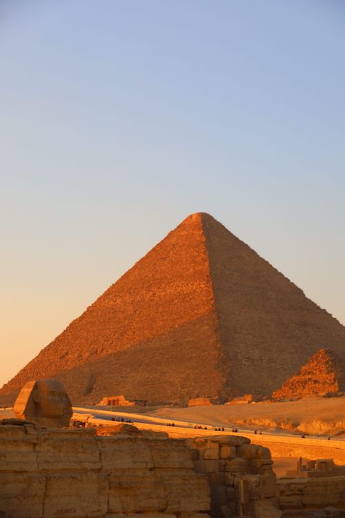 Free Beautiful sunset at the Great Pyramid of Giza, highlighting its ancient majesty. Stock Photo
