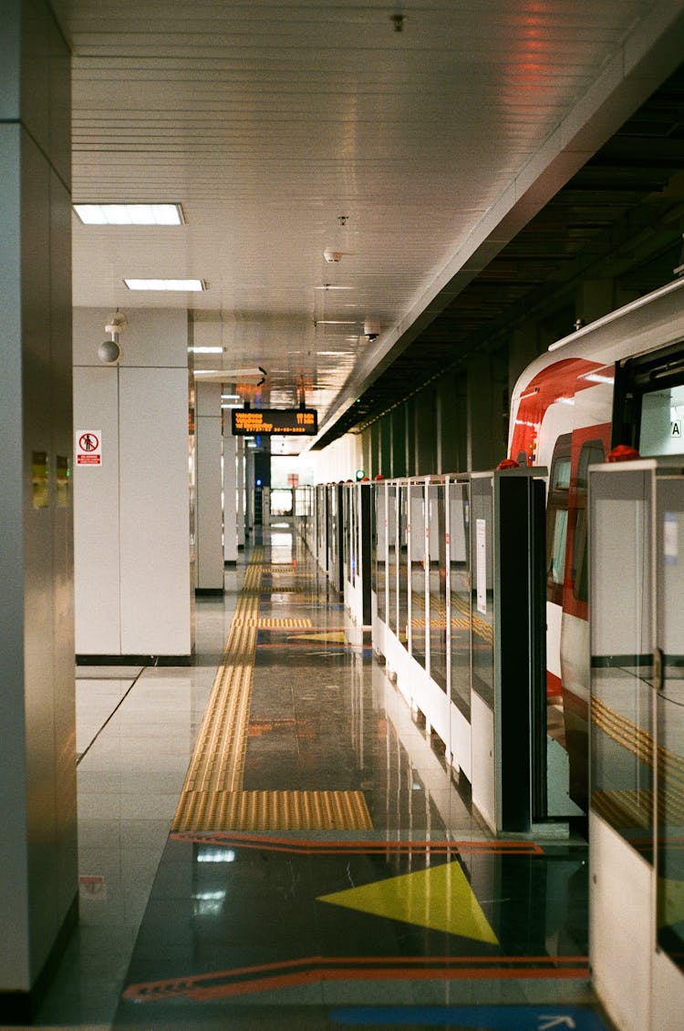 Empty Train Station Platform With Screen Doors