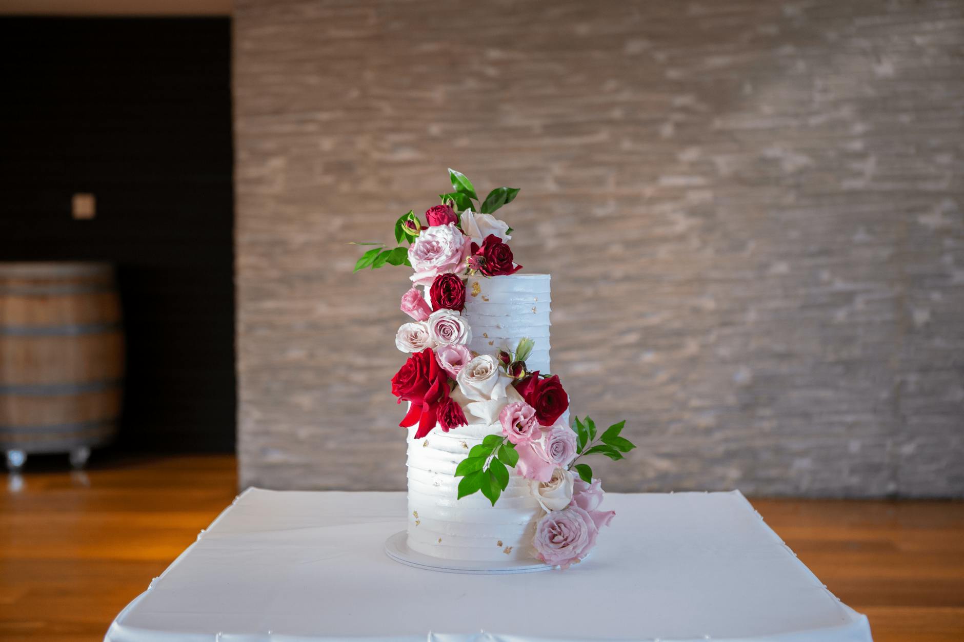 Two-tier Wedding Cake Cutting Ceremony