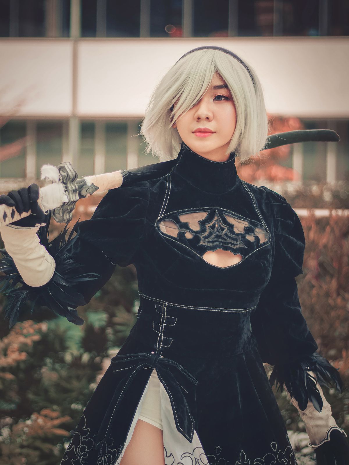 Detailed cosplay portrait with intricate costume styling