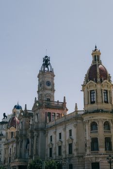 Stunning architectural shot of the historic Valencia City Hall under a clear sky.