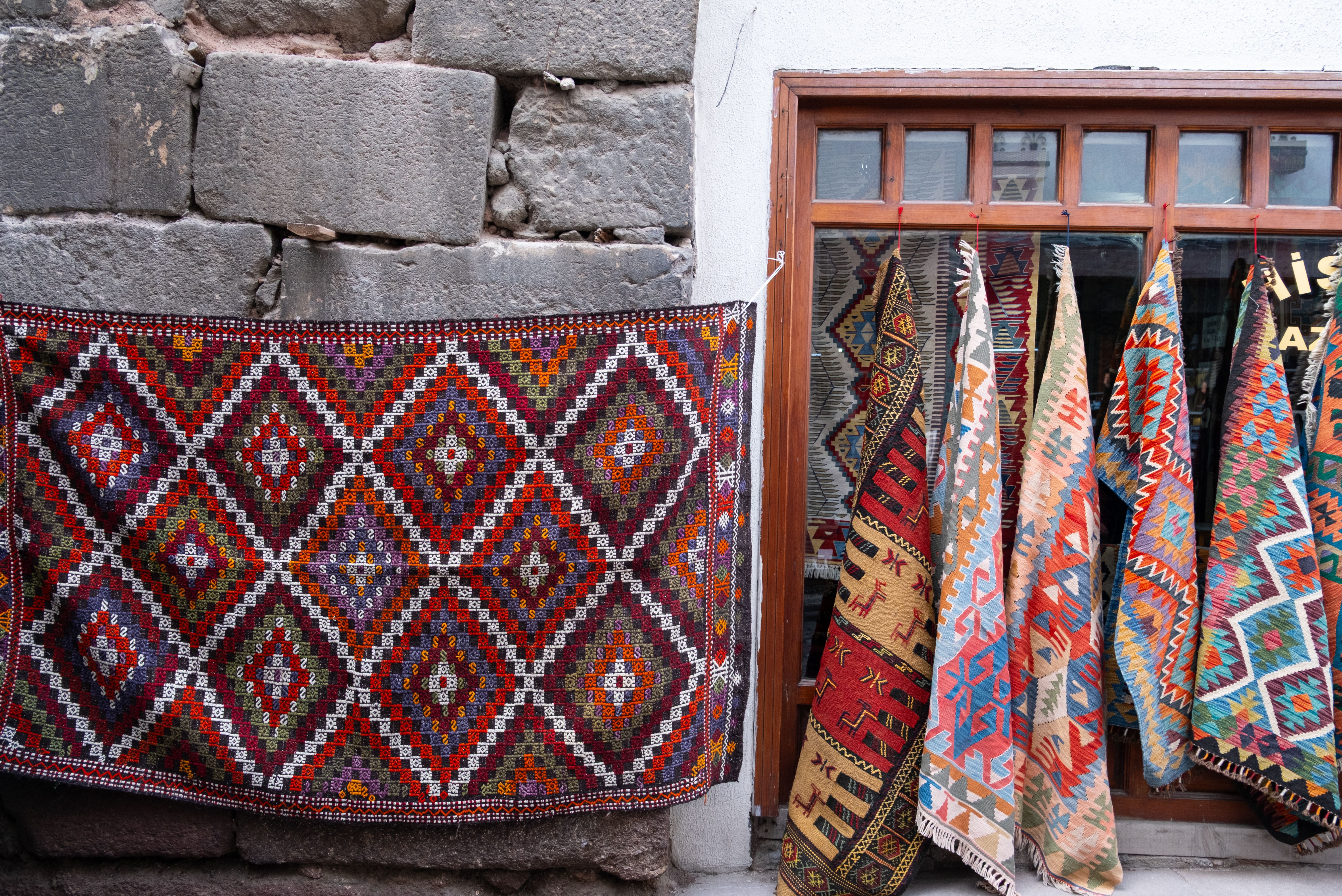 Intricately patterned hand-knotted Armenian rug