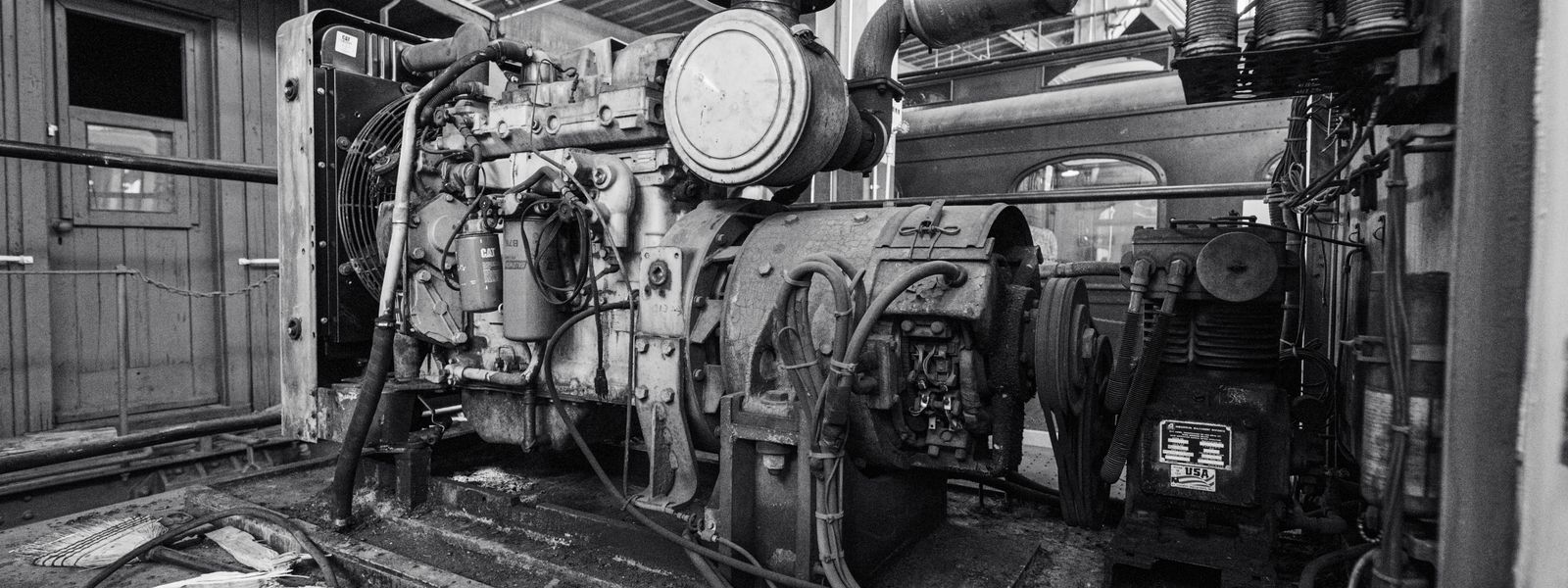 Legacy industrial engine inside a plant building