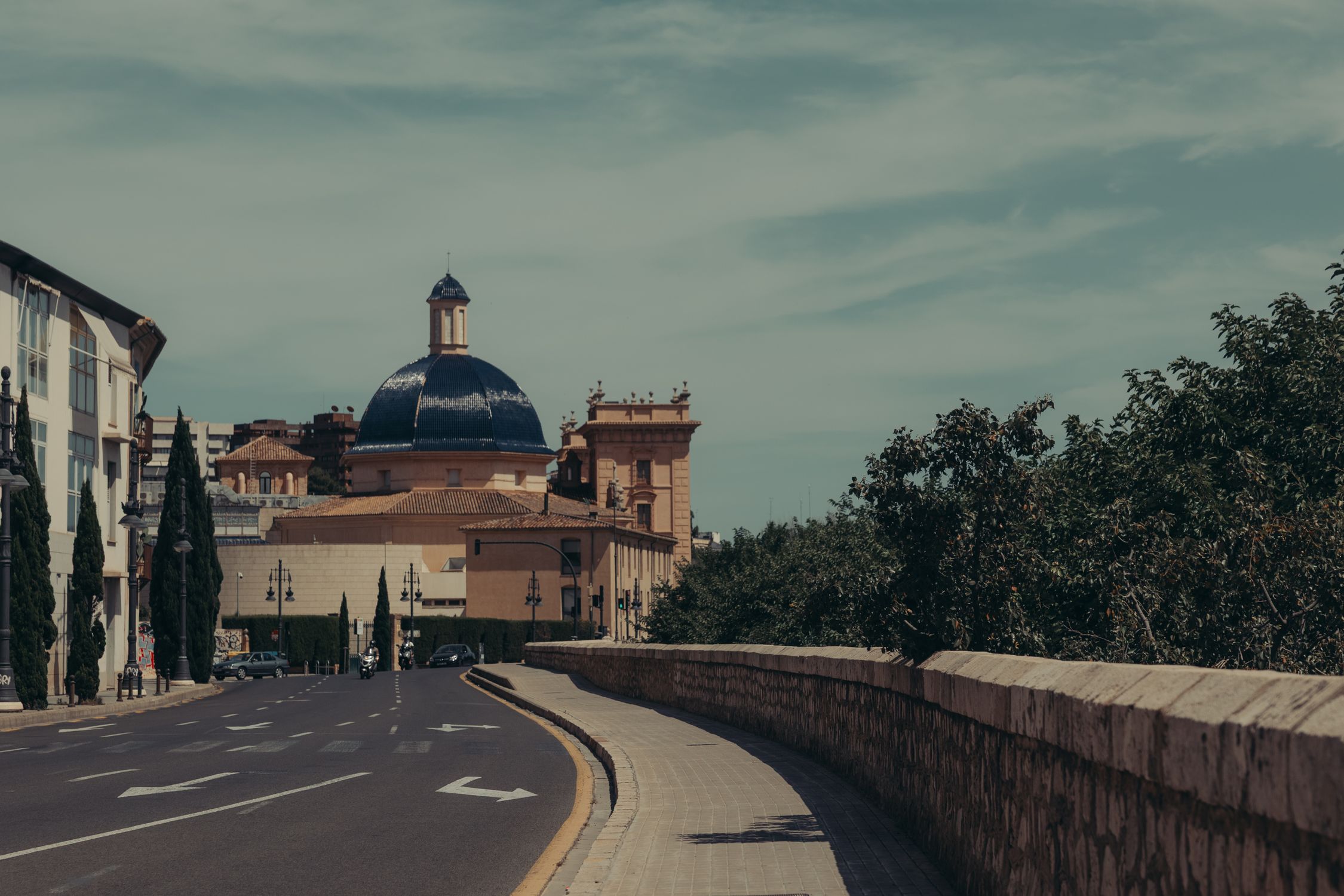 Charming view of the Basilica de la Virgen on a sunny day, Valencia, Spain