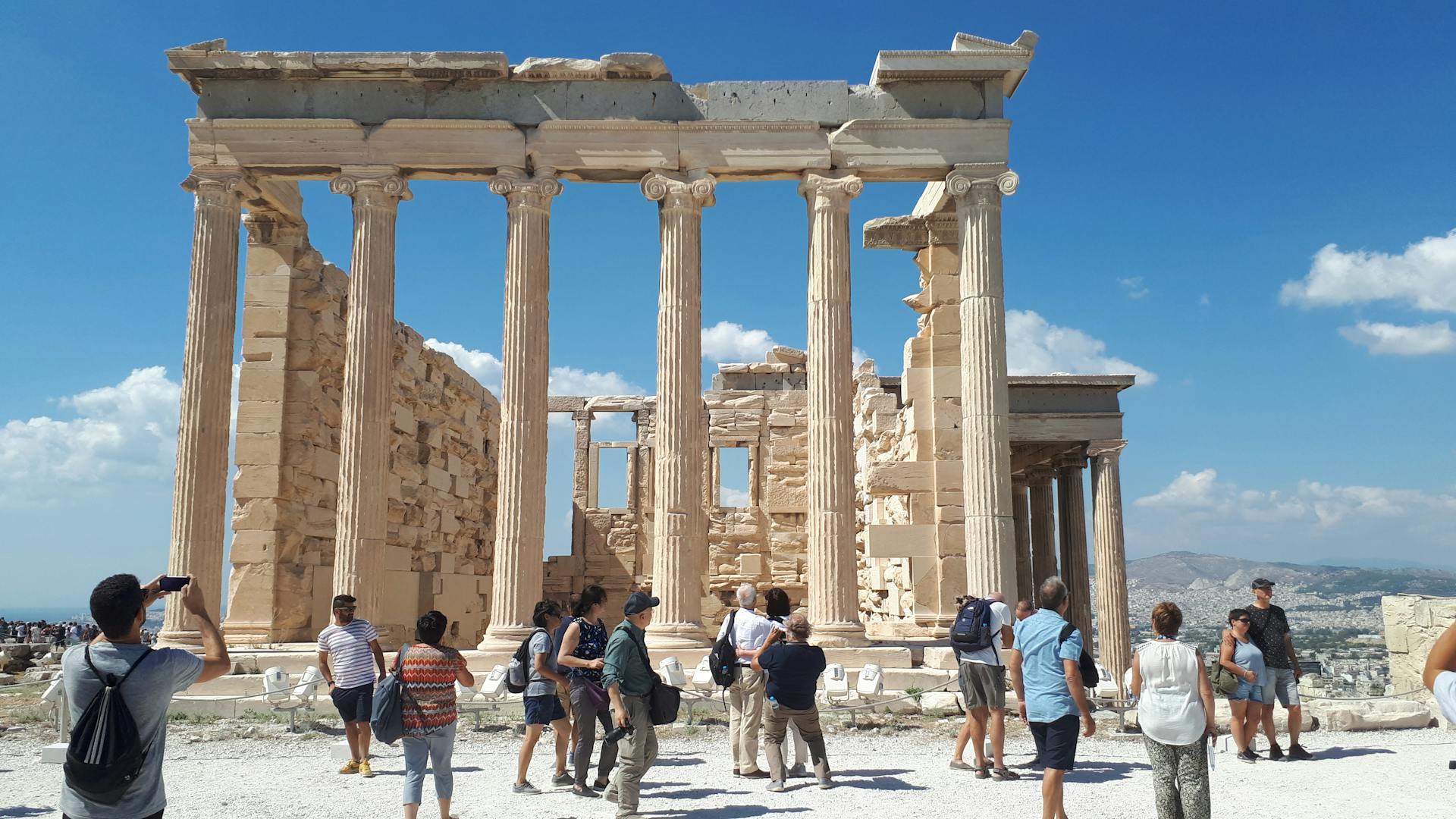 Ancient ruins of Acropolis town on clear day