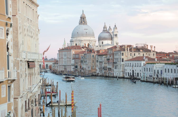 Grand Canal And Old Cathedral In Venice