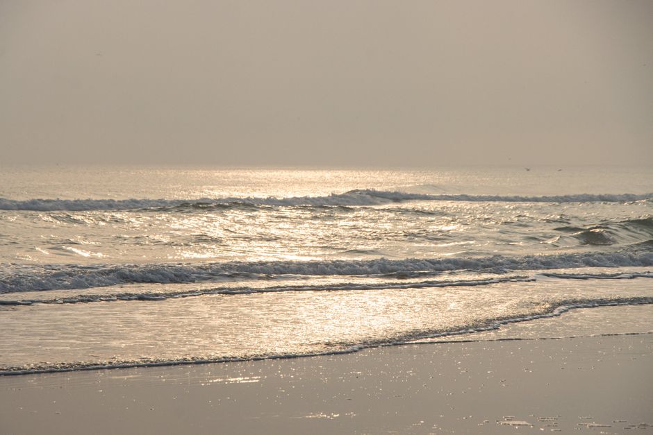 Peaceful view of Miramar Beach in Ciudad Madero, Mexico, during sunset.