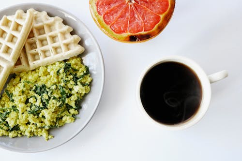 Egg and Spinach Omelet with Waffles