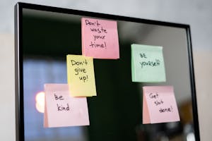 Sticky Notes on Glass Wall