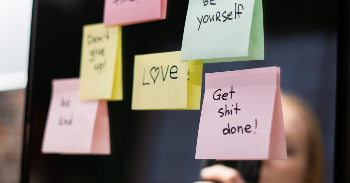 Sticky Note Reflection Sticky Notes on a Mirror · Free Stock Photo