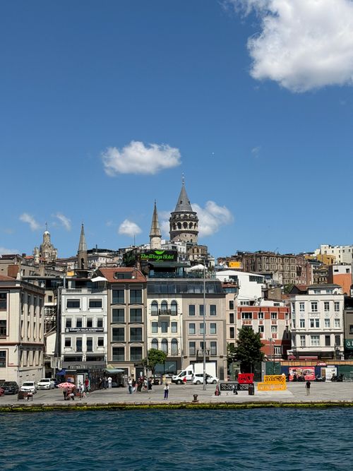 Free Scenic view of Galata Tower and surrounding buildings under a clear blue sky in Istanbul, Turkey. Stock Photo