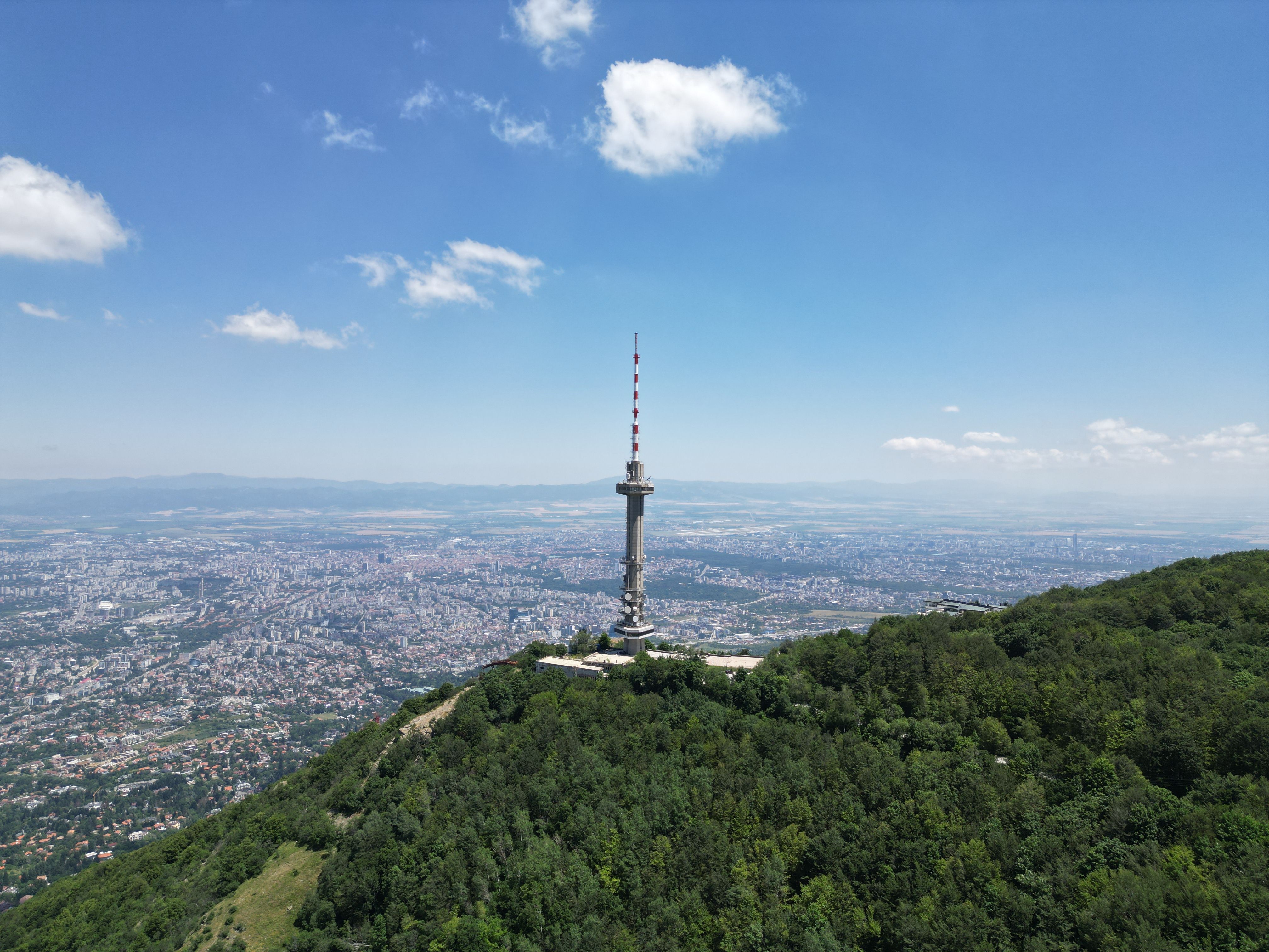 Pedestrian Vitosha Boulevard with Mount Vitosha behind