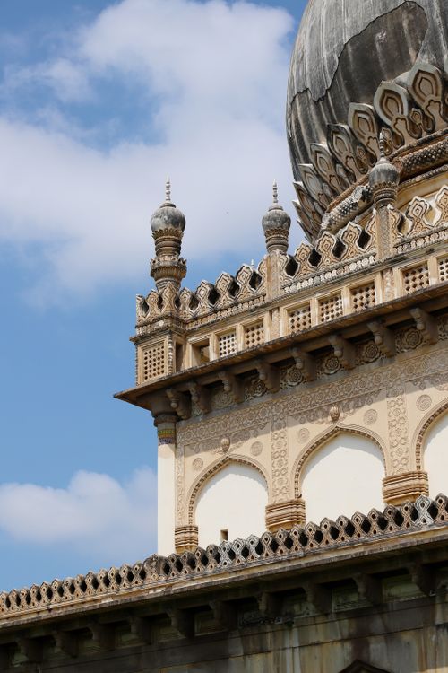 Free Ornate dome architecture set against a clear blue sky, showcasing intricate design. Stock Photo