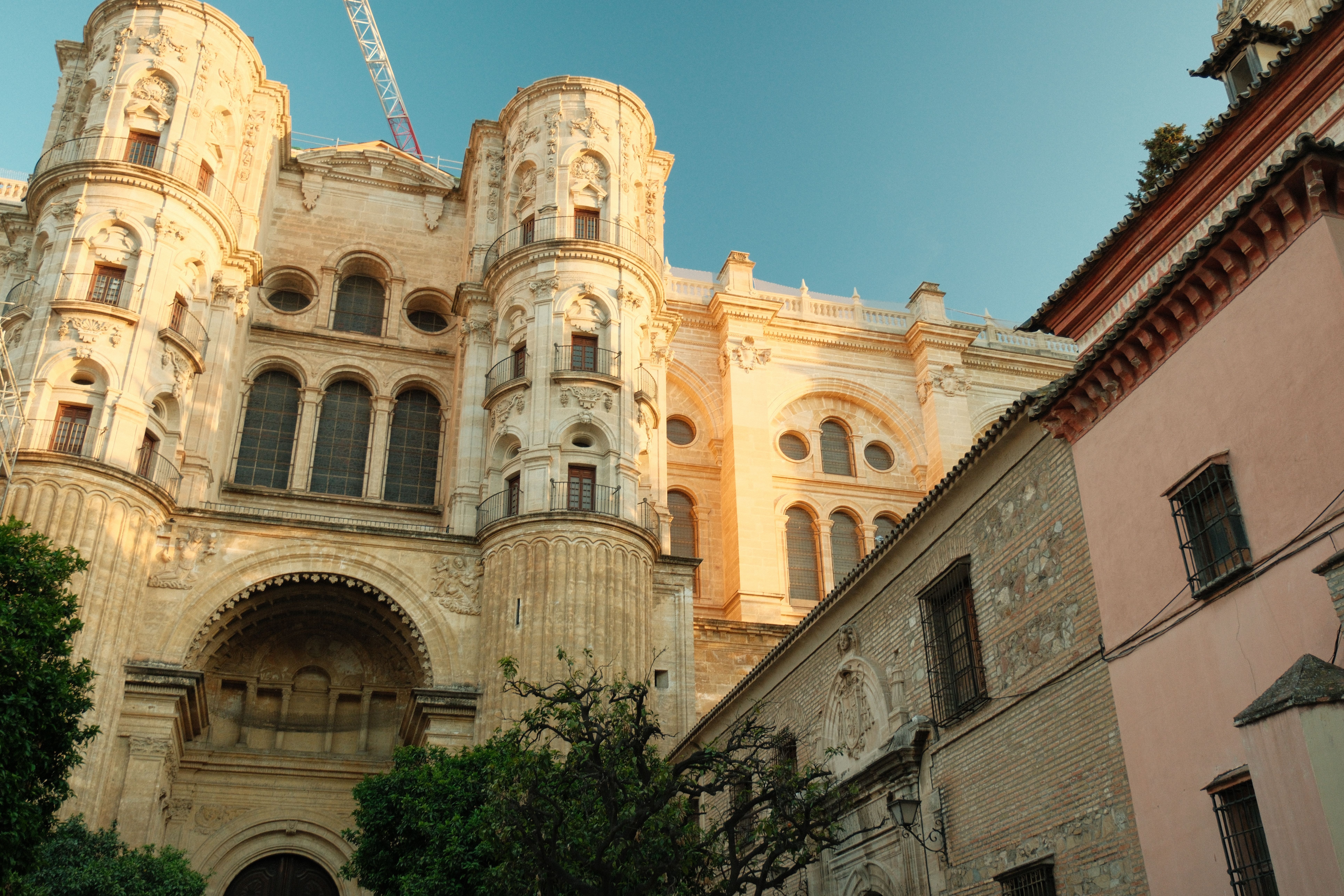 Stunning view of the Renaissance-style Málaga Cathedral facade in Spain.