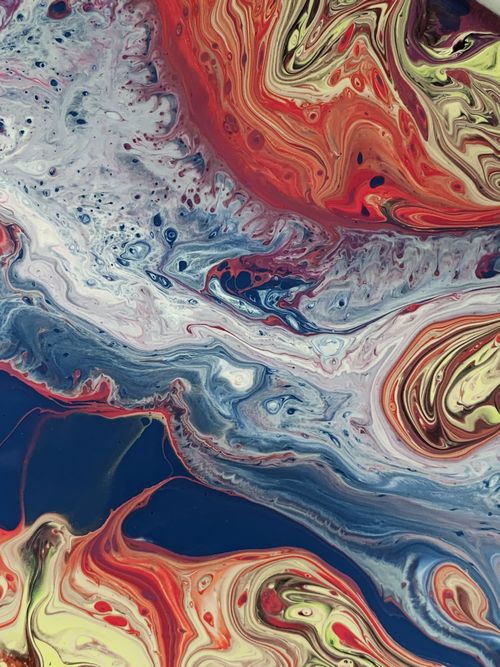 Free Dynamic abstract painting with colorful acrylic swirls creating vibrant visual impact. Stock Photo
