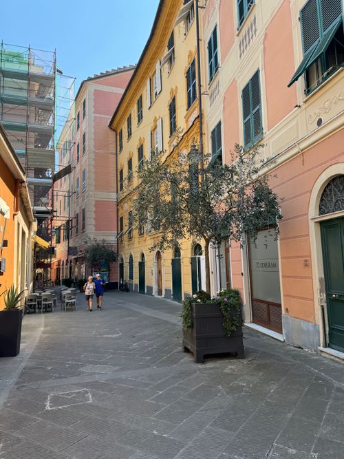 Free Colorful historic buildings line a quaint street in Portofino, capturing Italian charm. Stock Photo