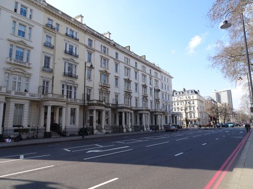 Free Beautiful street view in London featuring elegant historic buildings on a sunny day. Stock Photo