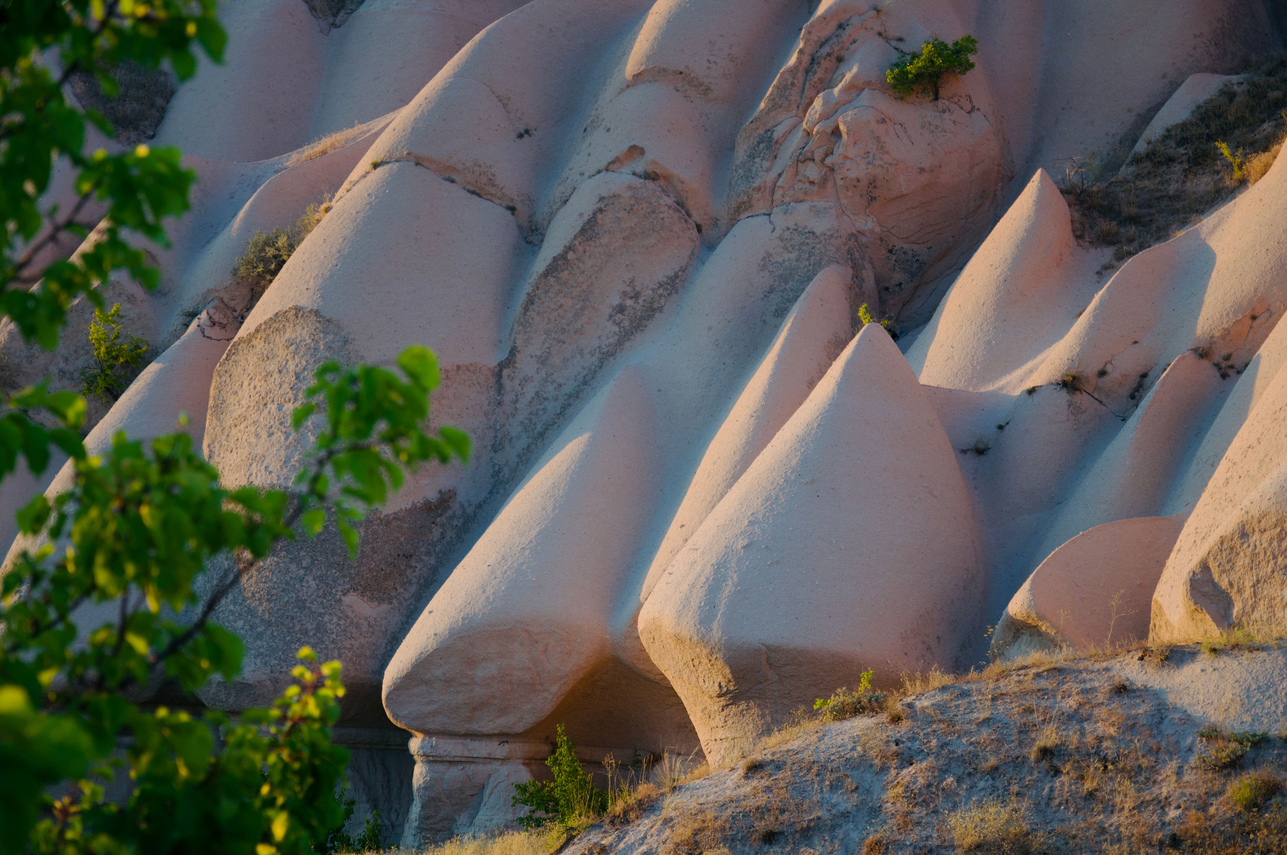 Stunning star trails over unique fairy chimneys in Cappadocia, Turkey.