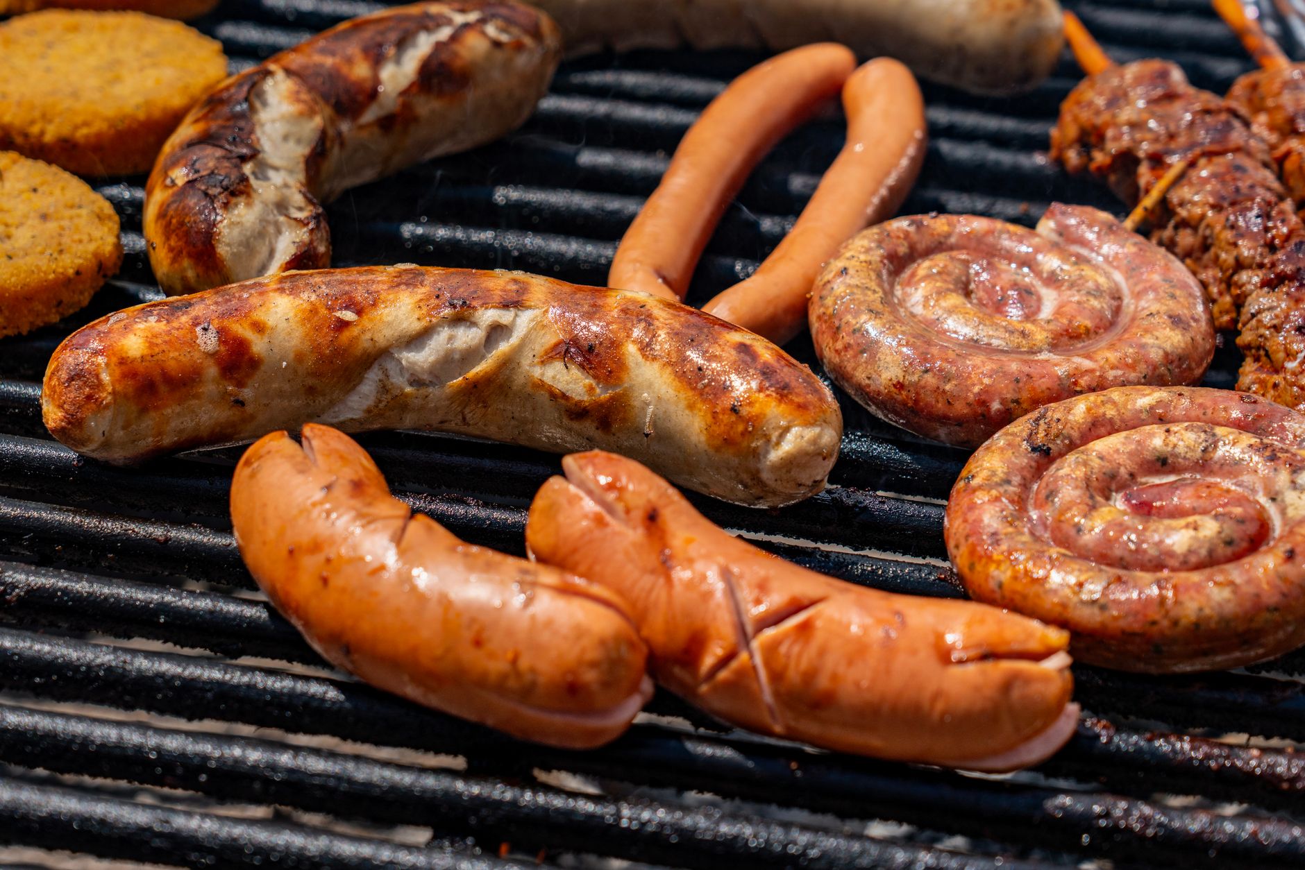 Raw bratwurst sausage links ready for the grill