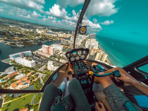 Free Point of View of a Person Riding a Helicopter Stock Photo