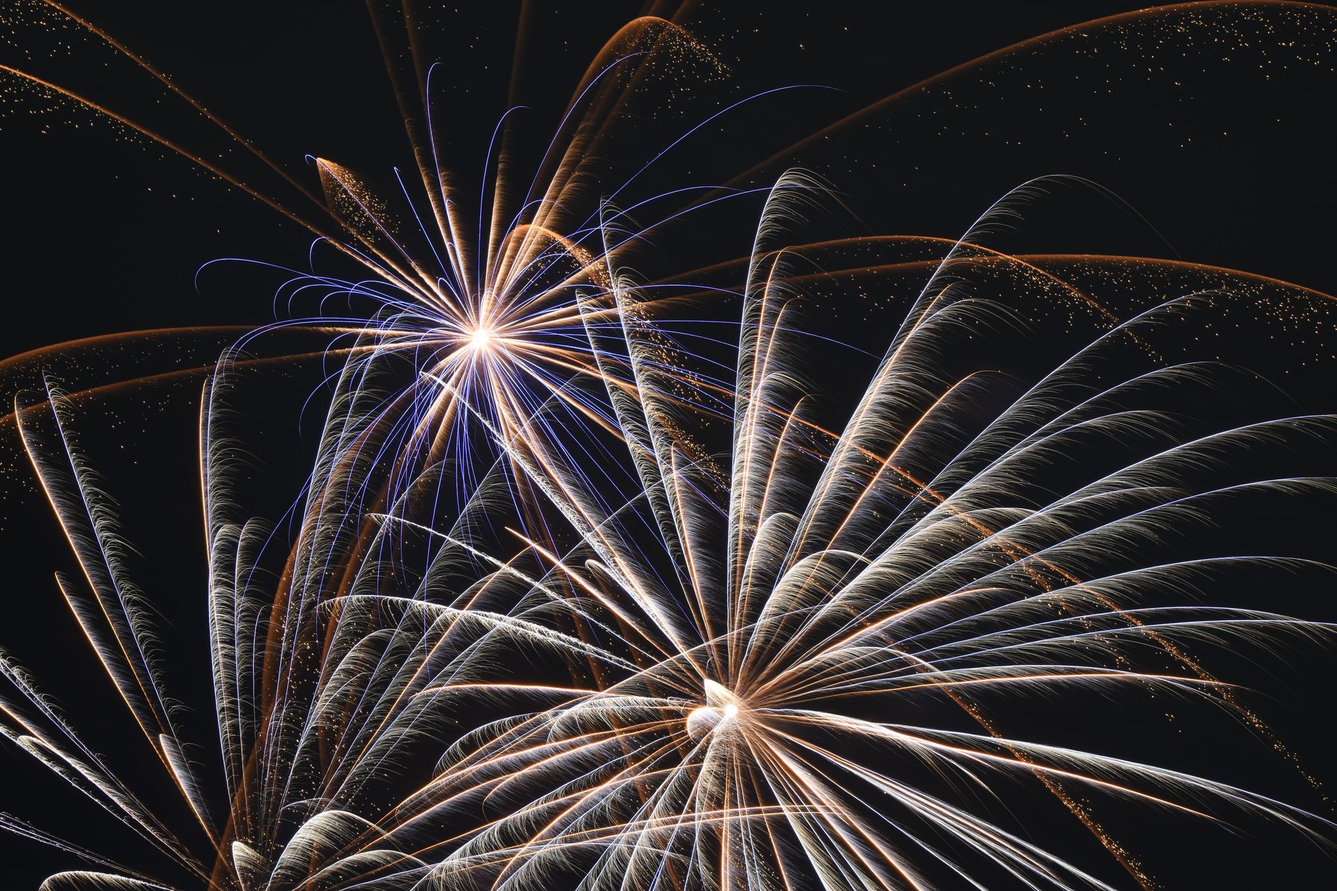 A vivid fireworks display lighting up the dark night sky with vibrant colors and patterns.