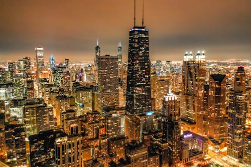 Skyline Van De Stad Tijdens De Nacht