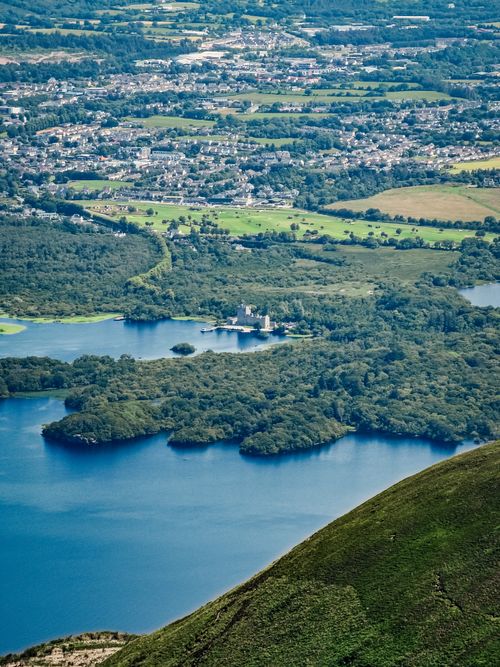 Free Stunning aerial view of Killarney National Park with lakes and lush landscapes in the summer. Stock Photo