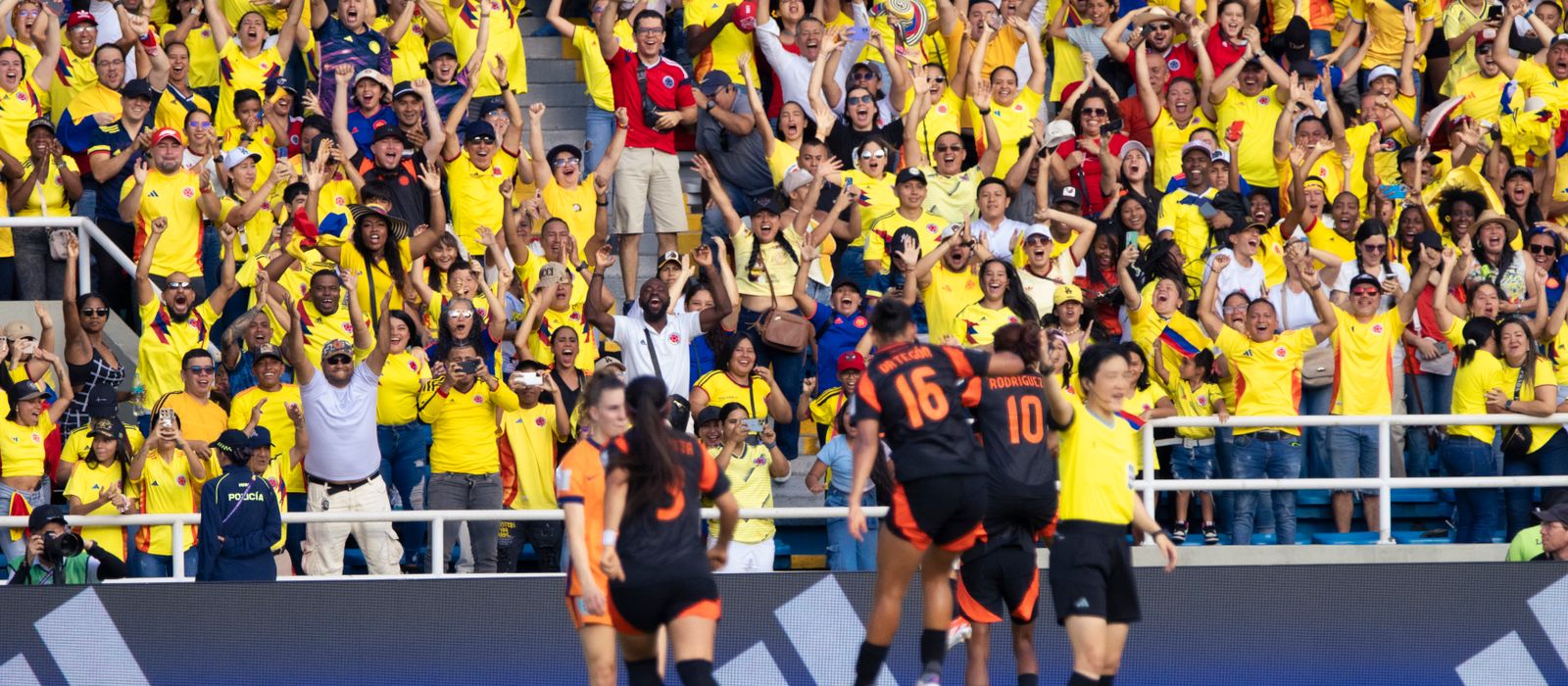 Packed football stadium full of passionate fans
