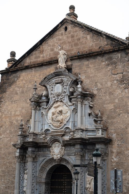 Free Close-up of a historic church facade with intricate stonework and sculptures in Europe. Stock Photo