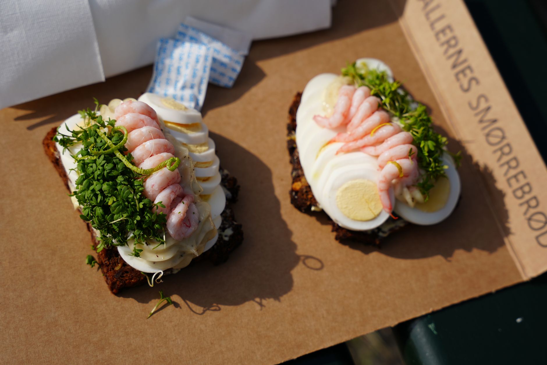 Delicious Danish smørrebrød on rye bread
