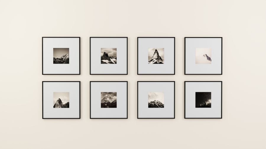 Minimalist gallery wall with framed photography