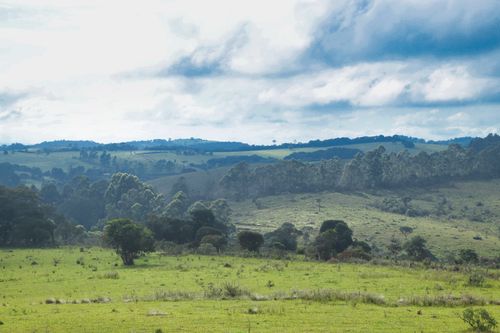 Free Lush green hills stretch under a dynamic cloudy sky, showcasing serene natural beauty. Stock Photo