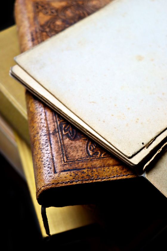 Blind-tooled leather cover — photo by Marta Branco on Pexels