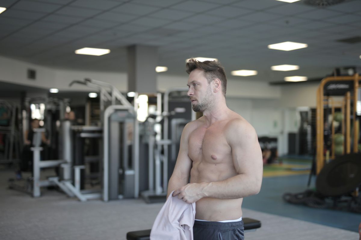 Athlete resting after an intense gym training session