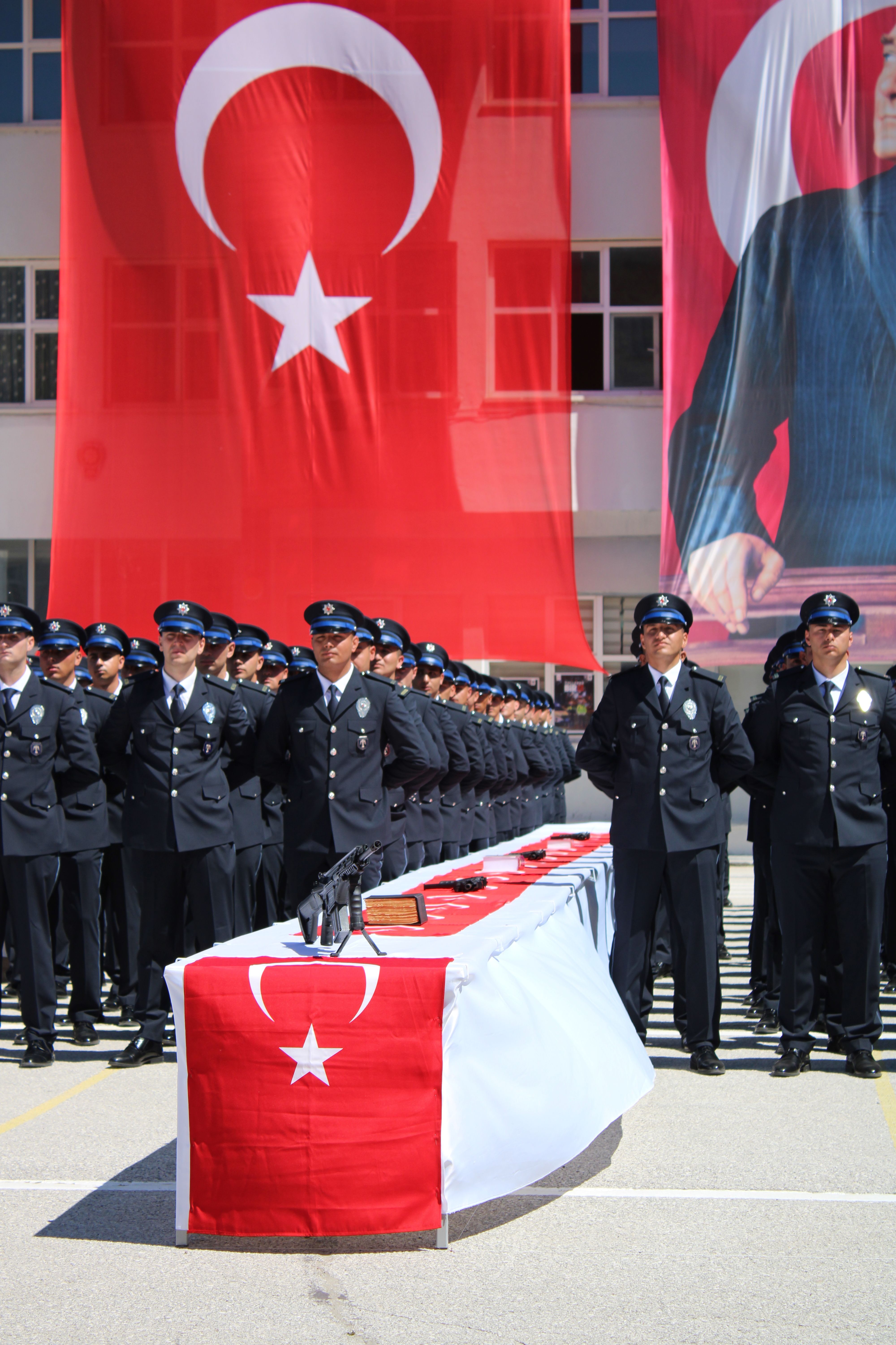 Police officers in uniform during a ceremonial event in Yozgat, Türkiye.