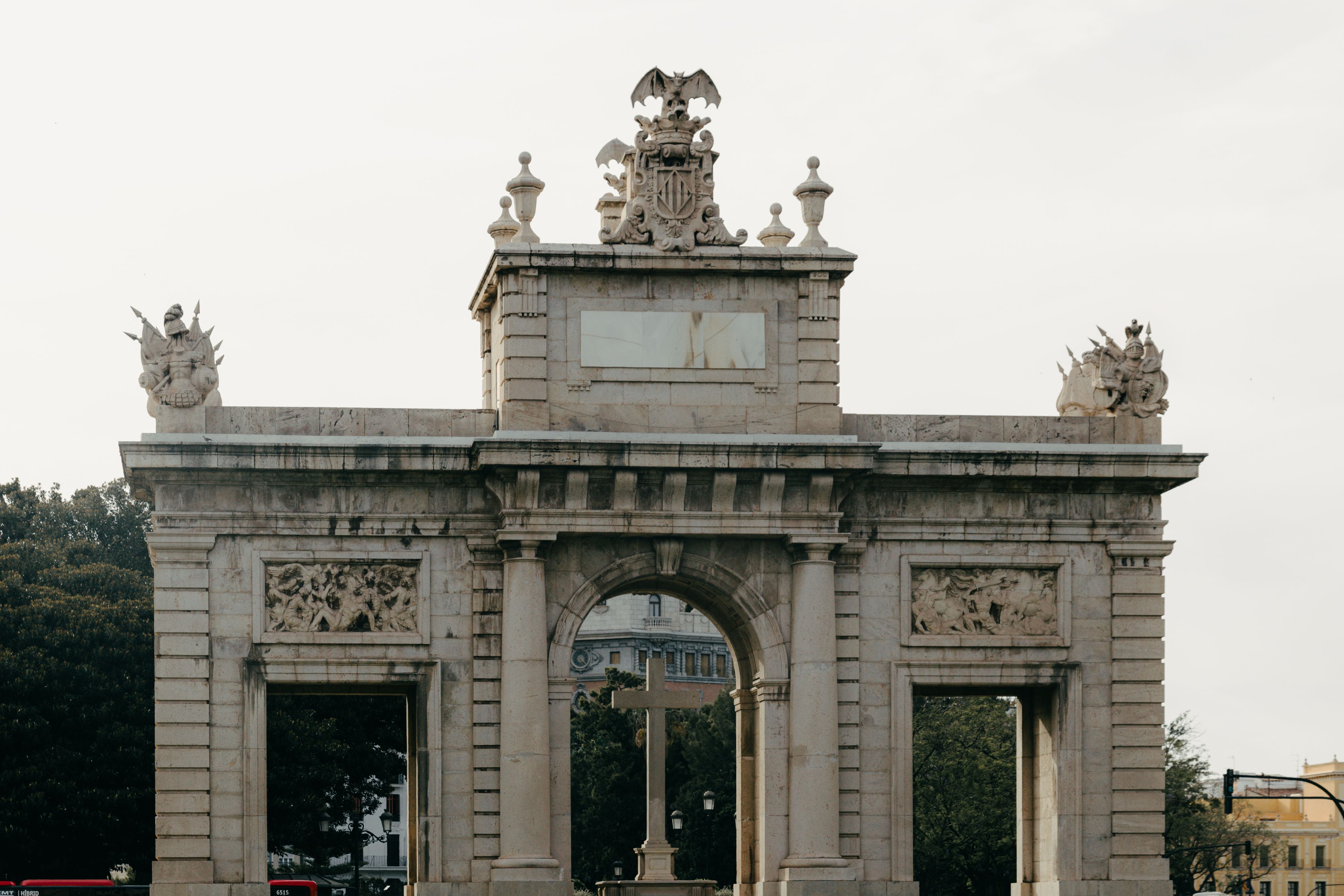 Puerta de Mar, a historic and ornate monument in Valencia, Spain.