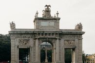 Puerta de Mar, a historic and ornate monument in Valencia, Spain.