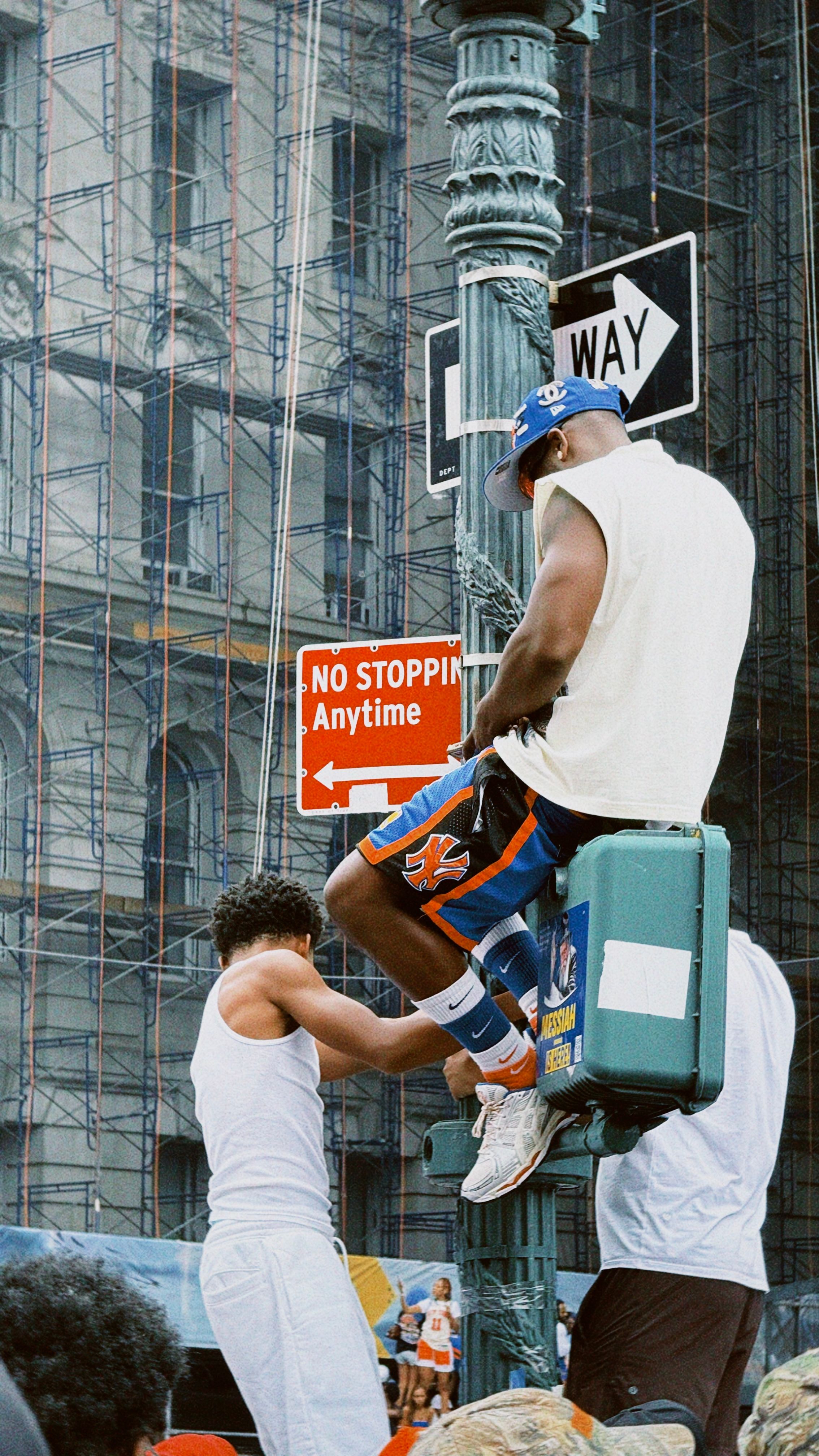 Dynamic street scene capturing urban life in New York City.