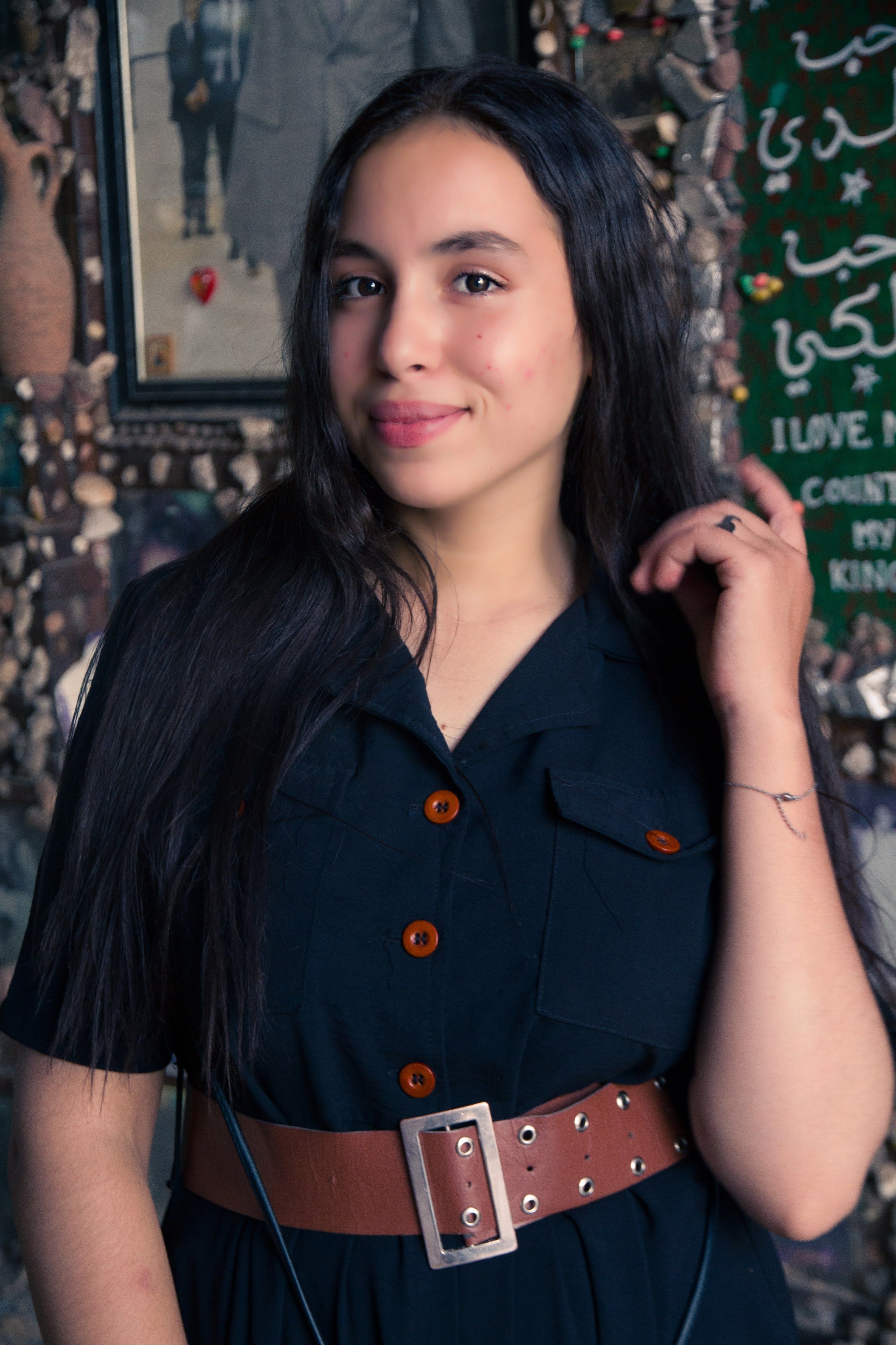 Portrait of a Young Woman in Moroccan Cafe