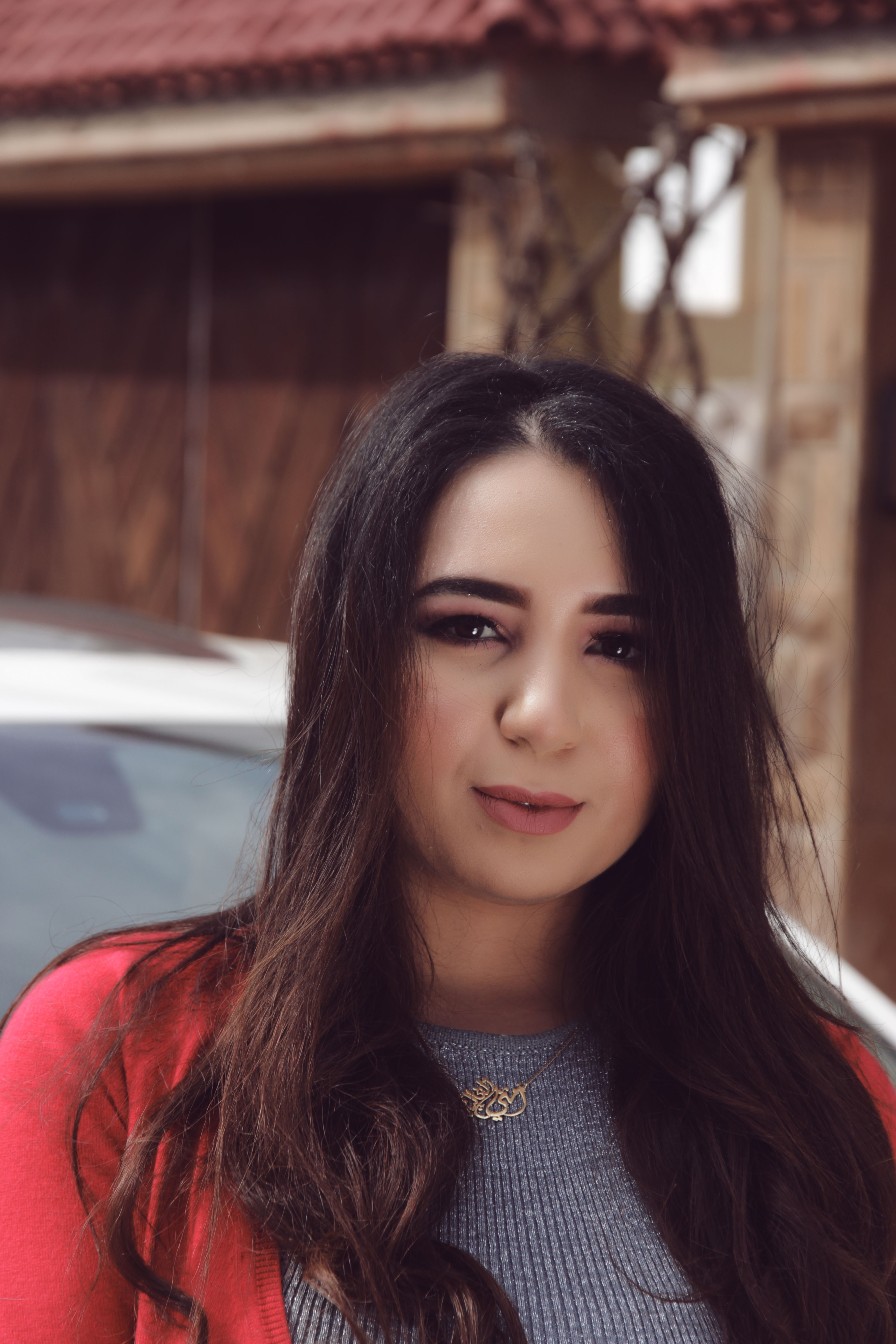 A young woman posing outdoors in Casablanca, Morocco, showcasing a casual style.