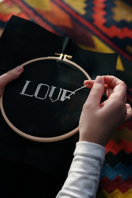 Free Person Embroidering Stock Photo