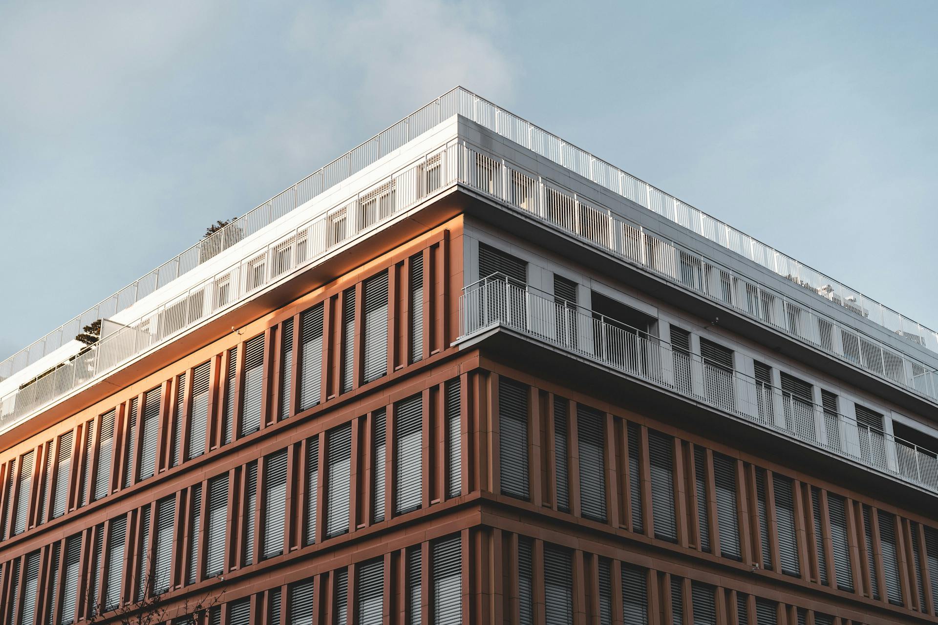 A modern architectural structure with a striking facade and sleek design elements.